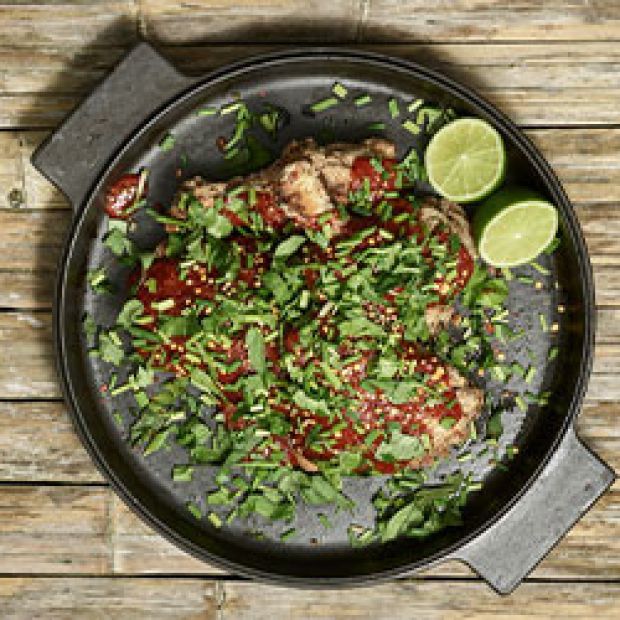 Chicken thighs in sweet-and-sour sauce