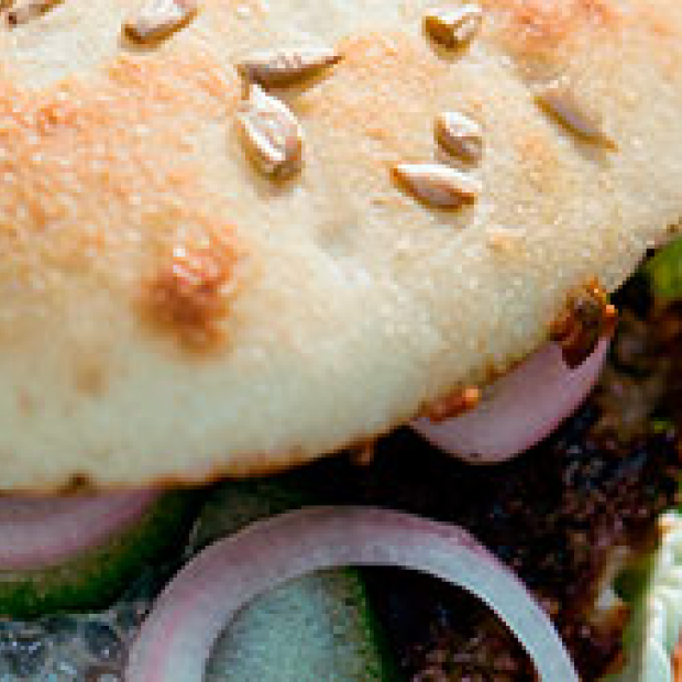 Burger with tomato tapenade