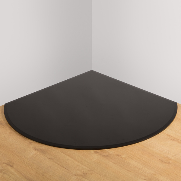 Morsø Corner Circular Front Glass Hearth Plate Black