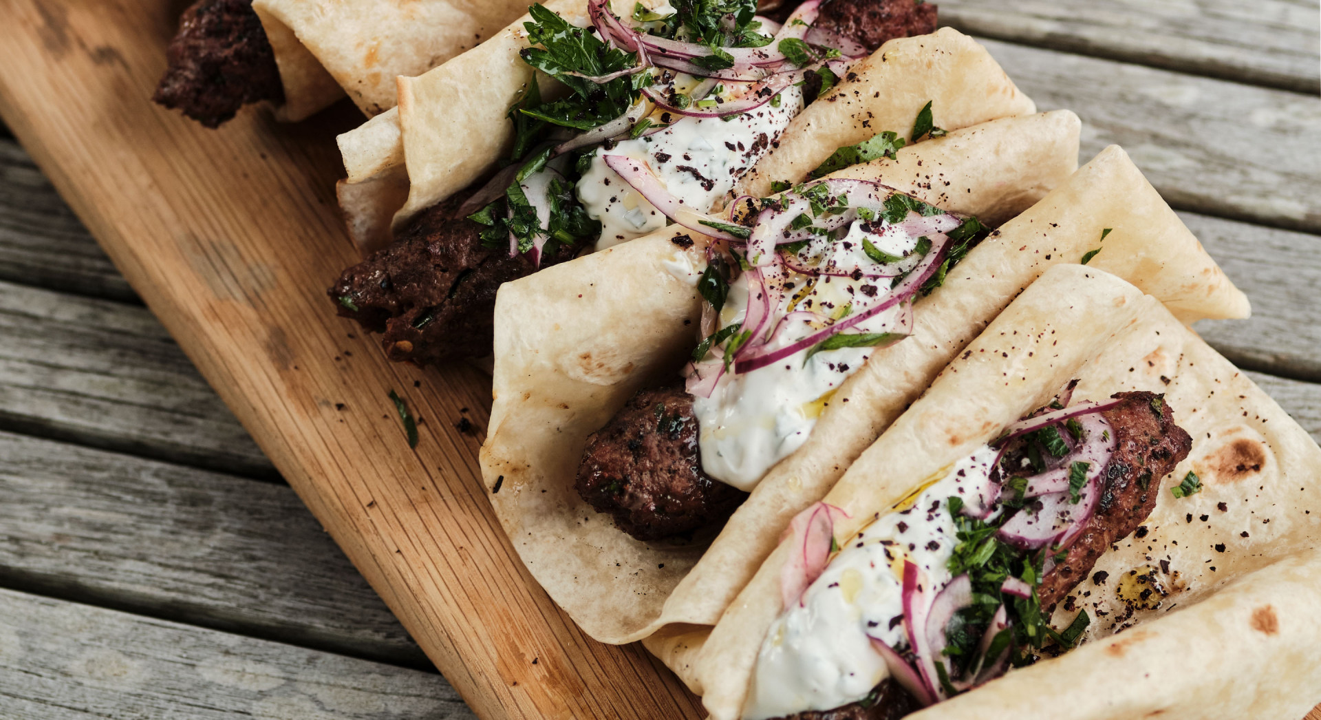 Turkish koftas with flatbread