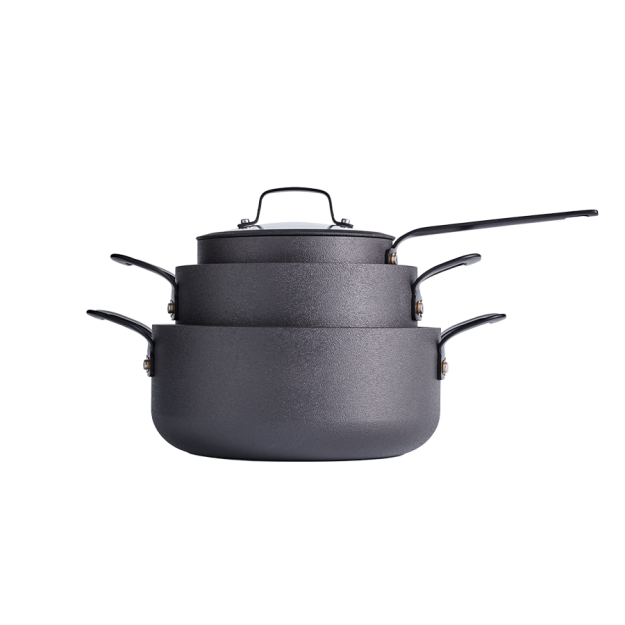 Gusto - six piece cookware set - Black/aluminium