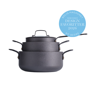 Gusto - 6 dele grydesæt - Sort/aluminium